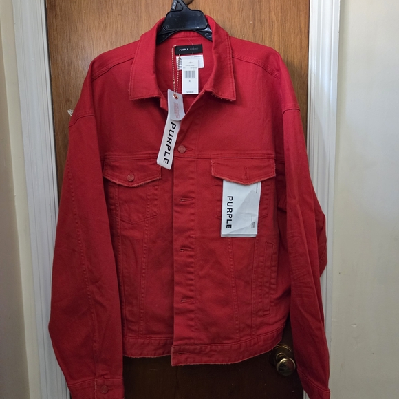 Purple Men's Vibrant Red Denim Jacket